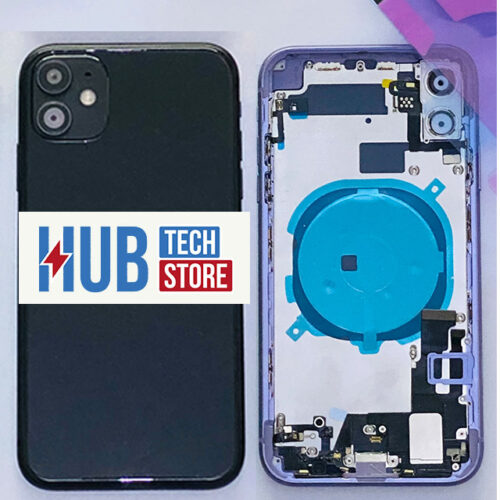 COVER SCOCCA POSTERIORE COPRI BATTERIA per APPLE IPHONE 11 COMPLETA + FRAME + FLAT - NERO