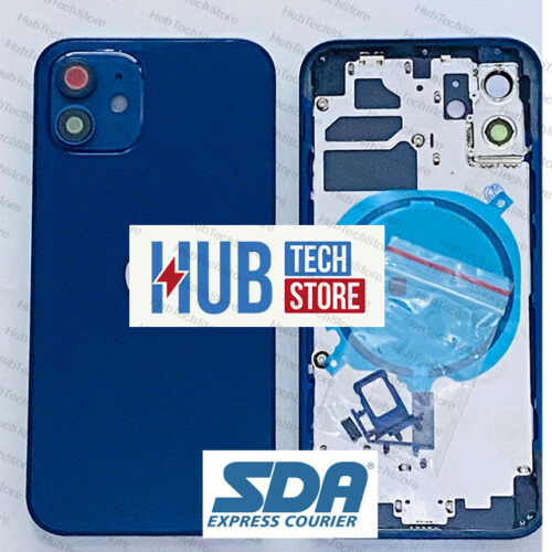 BACK COVER SCOCCA COMPLETA POSTERIORE + FRAME PER IPHONE 12 TELAIO - BLUE