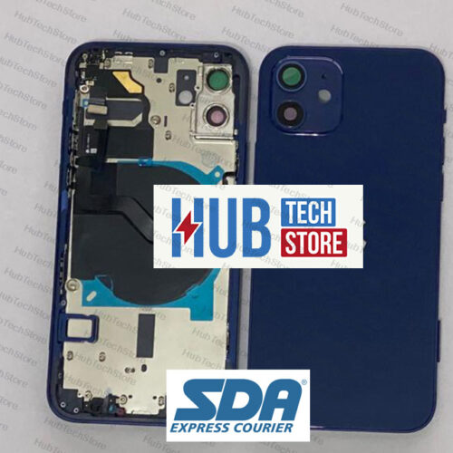 BACK COVER SCOCCA COMPLETA POSTERIORE + FRAME + FLAT + WIRELESS PER IPHONE 12 TELAIO - BLUE