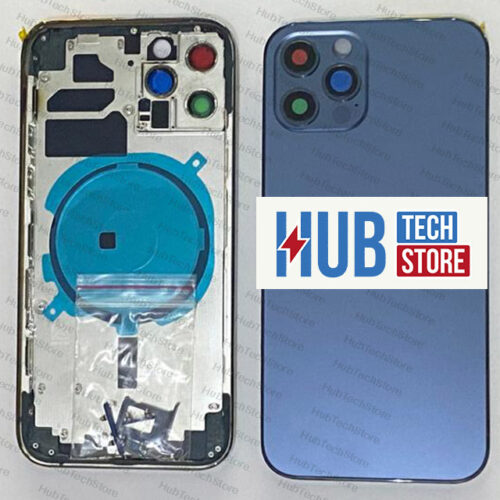 SCOCCA POSTERIORE BACK COVER + FRAME COMPLETA PER IPHONE 12 PRO - BLU