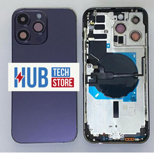 SCOCCA POSTERIORE BACK COVER + FRAME + FLAT COMPLETA PER IPHONE 14 PRO MAX - VIOLA-DEEP PURPLE