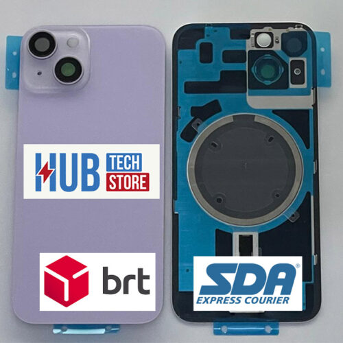 BACK COVER SCOCCA POSTERIORE FRAME VETRO PER IPHONE 14 CON MAG - VIOLE PURPLE