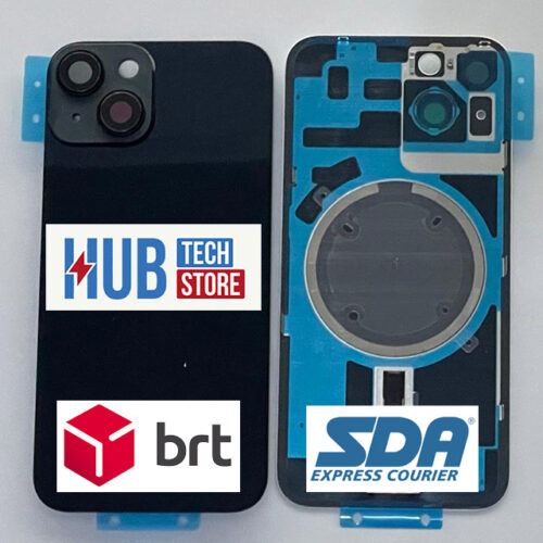 BACK COVER SCOCCA POSTERIORE FRAME VETRO PER IPHONE 14 CON MAG - NERO