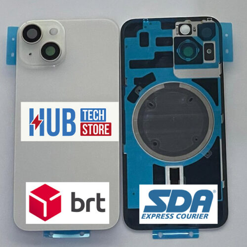 BACK COVER SCOCCA POSTERIORE FRAME VETRO PER IPHONE 14 CON MAG - BIANCO