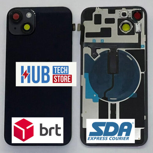 BACK COVER SCOCCA POSTERIORE FRAME VETRO PER IPHONE 14 CON MAG + FLASH + WIRELESS - NERO