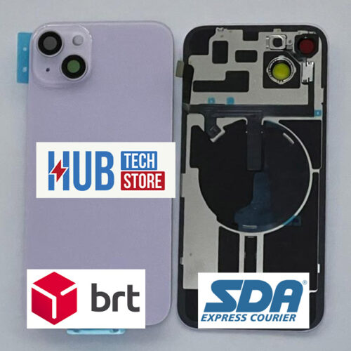BACK COVER SCOCCA POSTERIORE FRAME VETRO PER IPHONE 14 CON MAG + FLASH + WIRELESS - VIOLA PURPLE