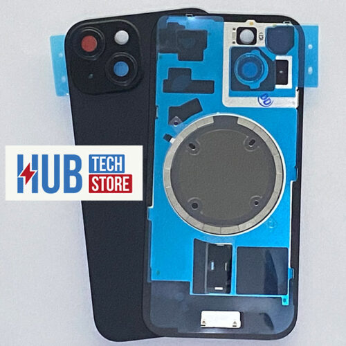 BACK COVER VETRO SCOCCA POSTERIORE PER IPHONE 15 PLUS COMPLETO + MAGSAFE + TELAIO - NERO