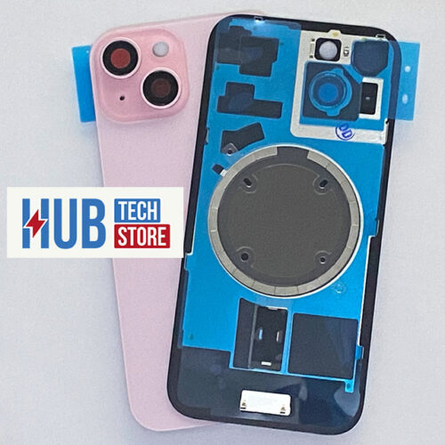 BACK COVER VETRO SCOCCA POSTERIORE PER IPHONE 15 PLUS COMPLETO + MAGSAFE + TELAIO - ROSA